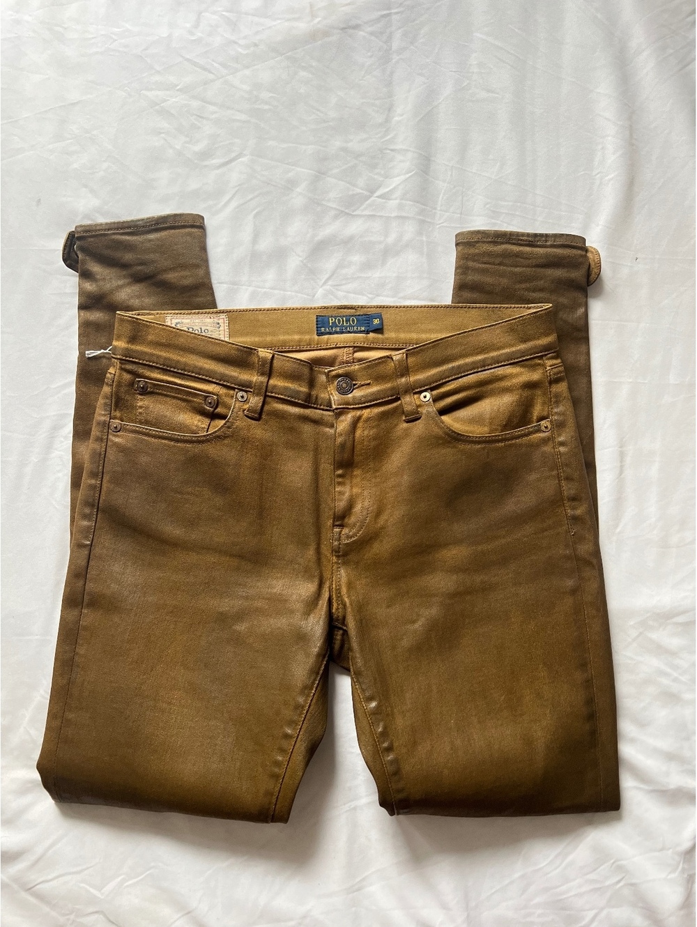 Authentic Polo Ralph Lauren Metallic Gold Skinny Jeans